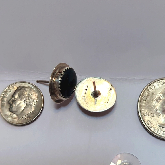 Abalone & Sterling Post Earrings - Picture 3 of 3